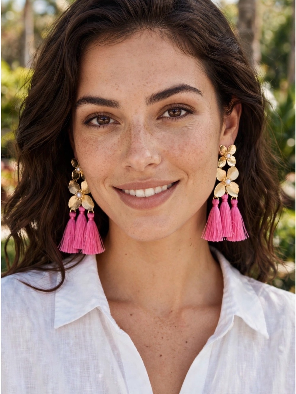 NWT LILLY PULITZER TASSEL EARRINGS *ROXIE PINK* GOLD ORCHID